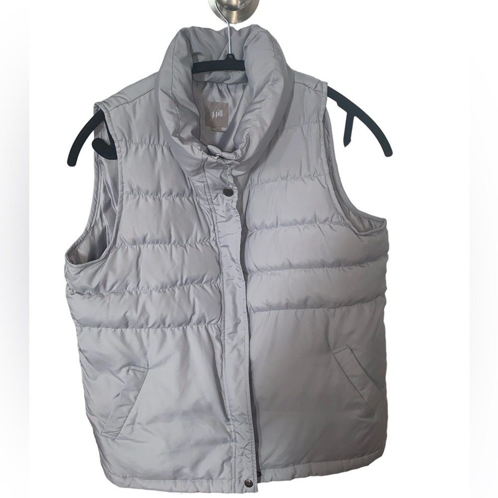 j jill down puffer vest jacket full zip womens size Small Gray Color